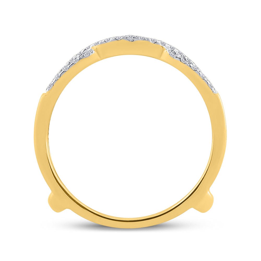 14K Yellow Gold Round Diamond Women's Curved Wrap Ring Guard Enhancer 1/3 Cttw - Splendid Jewellery