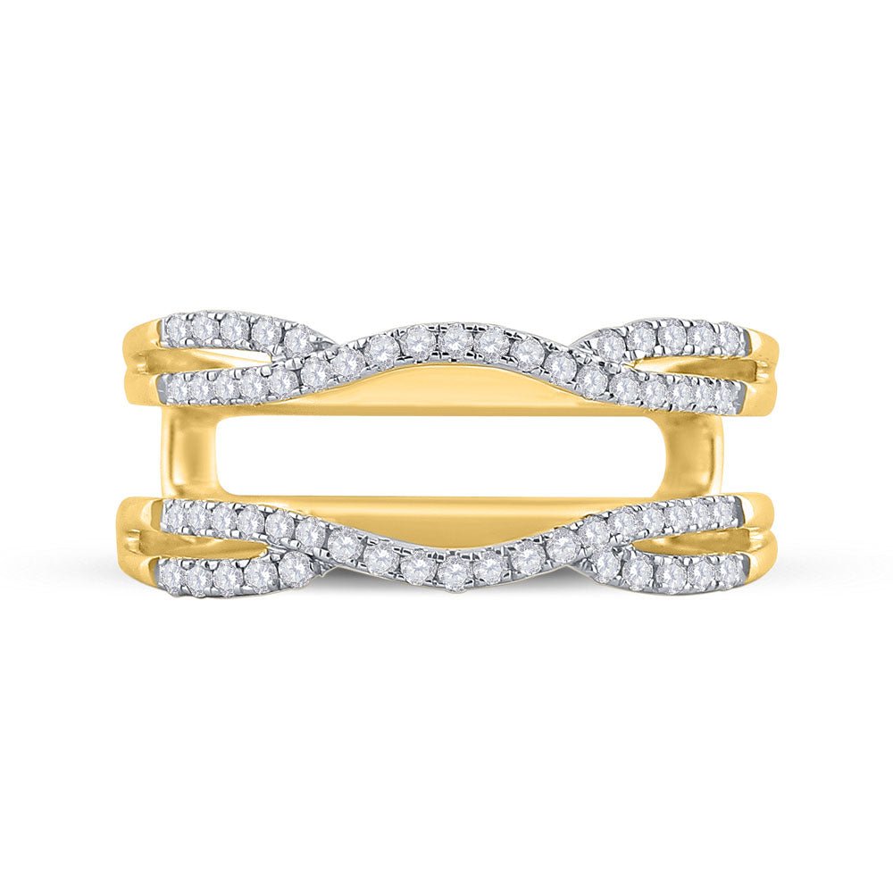 14K Yellow Gold Round Diamond Women's Curved Wrap Ring Guard Enhancer 1/3 Cttw - Splendid Jewellery