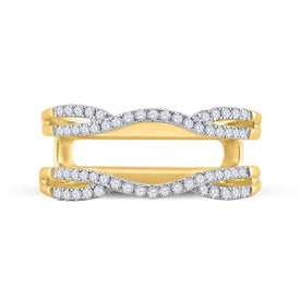 14K Yellow Gold Round Diamond Women's Curved Wrap Ring Guard Enhancer 1/3 Cttw - Splendid Jewellery