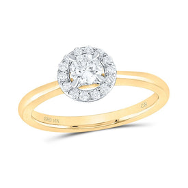 14K Yellow Gold Round Diamond Women's Halo Bridal Wedding Engagement Ring (Certified) 1/2 Cttw - Splendid Jewellery