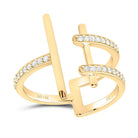 14K Yellow Gold Round Diamond Women's Linear Designer Ring 1/5 Cttw - Splendid Jewellery