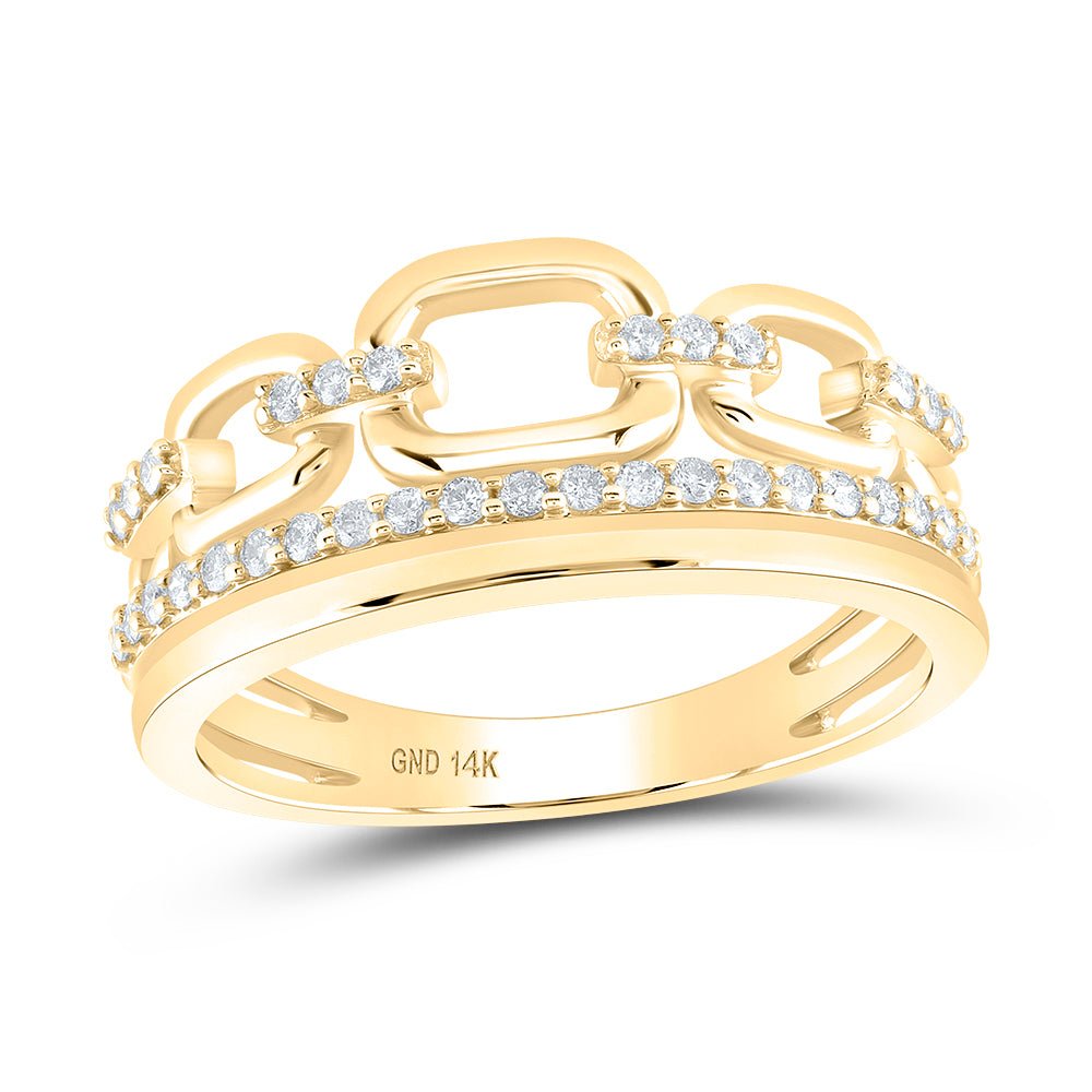 14K Yellow Gold Round Diamond Women's Link Stackable Designer Ring 1/4 Cttw - Splendid Jewellery