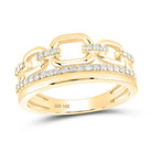 14K Yellow Gold Round Diamond Women's Link Stackable Designer Ring 1/4 Cttw - Splendid Jewellery