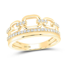 Load image into Gallery viewer, 14K Yellow Gold Round Diamond Women's Link Stackable Designer Ring 1/4 Cttw - Splendid Jewellery