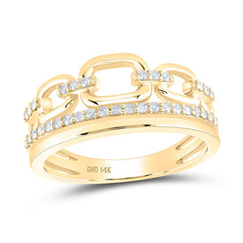 14K Yellow Gold Round Diamond Women's Link Stackable Designer Ring 1/4 Cttw - Splendid Jewellery