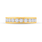 14K Yellow Gold Round Diamond Women's Machine Set Wedding Band 1 Cttw - Splendid Jewellery