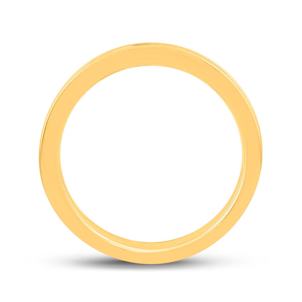 14K Yellow Gold Round Diamond Women's Machine Set Wedding Band 1 Cttw - Splendid Jewellery