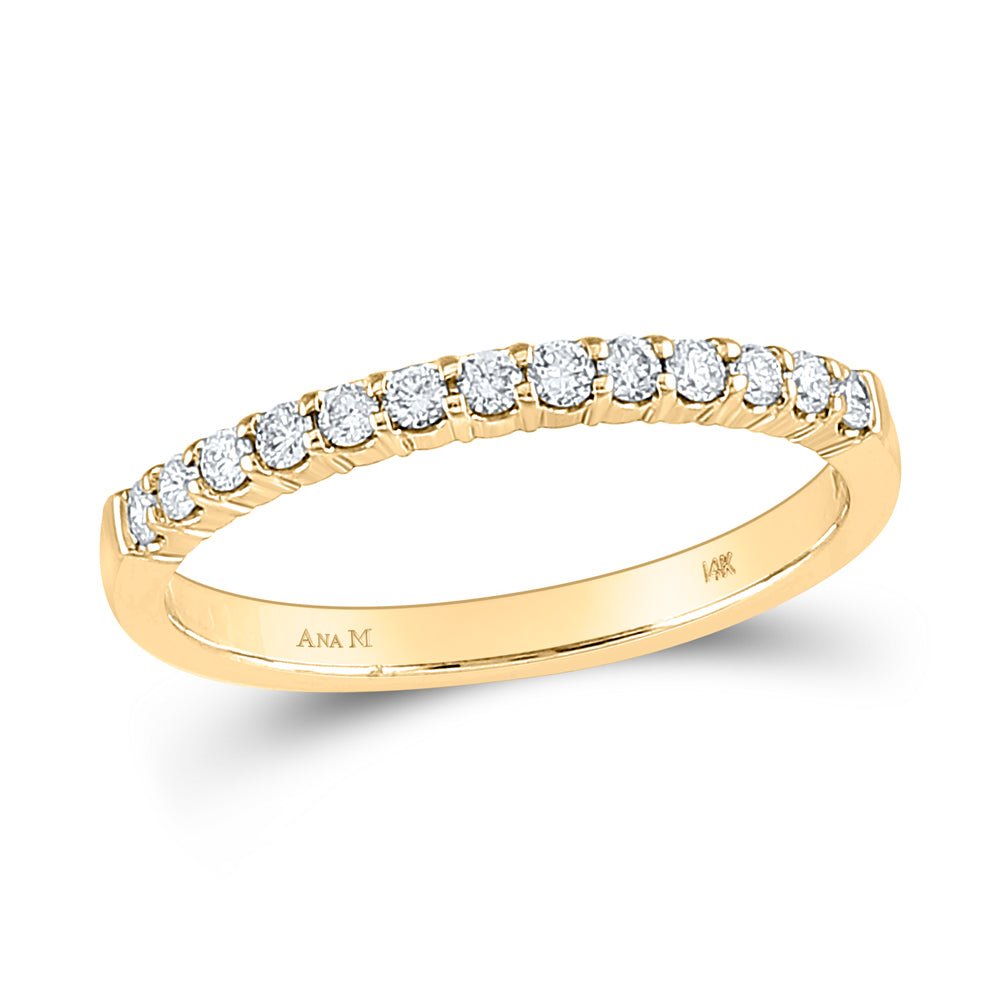 14K Yellow Gold Round Diamond Women's Machine Set Wedding Band 1/4 Cttw - Splendid Jewellery