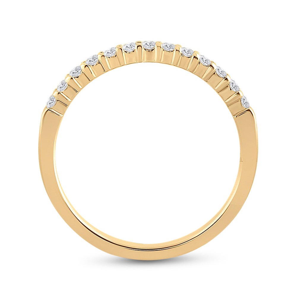 14K Yellow Gold Round Diamond Women's Machine Set Wedding Band 1/4 Cttw - Splendid Jewellery