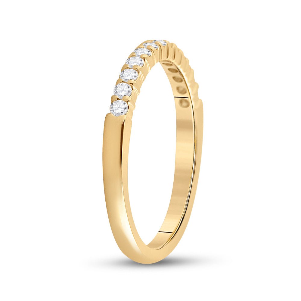 14K Yellow Gold Round Diamond Women's Machine Set Wedding Band 1/4 Cttw - Splendid Jewellery