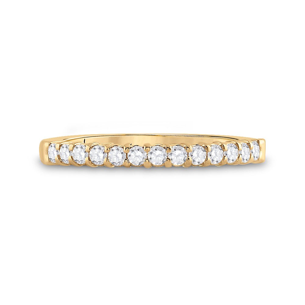 14K Yellow Gold Round Diamond Women's Machine Set Wedding Band 1/4 Cttw - Splendid Jewellery