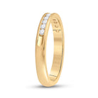 14K Yellow Gold Round Diamond Women's Machine Set Wedding Channel Band 1/4 Cttw - Splendid Jewellery