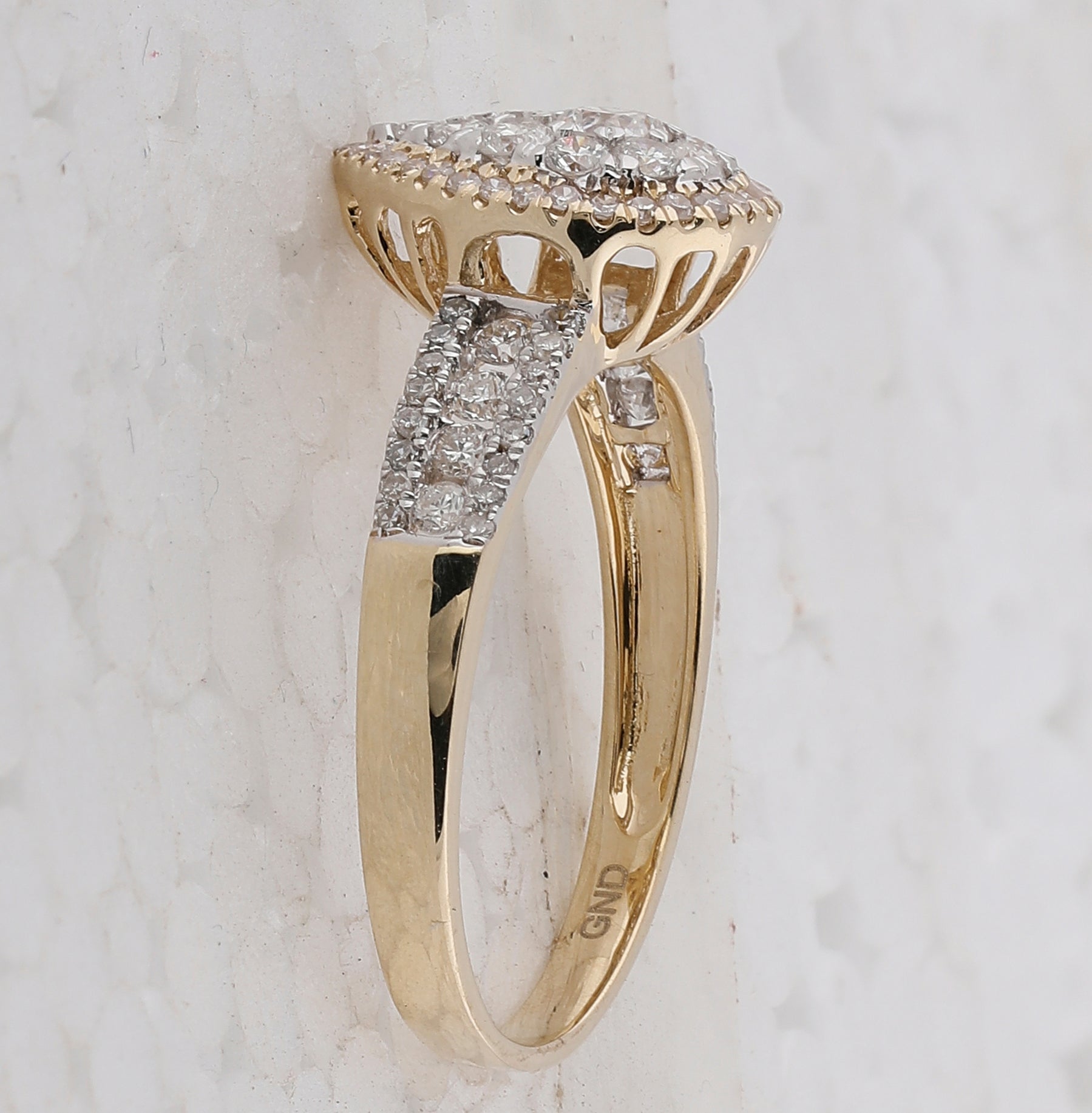 14K Yellow Gold Round Diamond Women's Pear Cluster Bridal Wedding Engagement Ring 3/4 Cttw - Splendid Jewellery