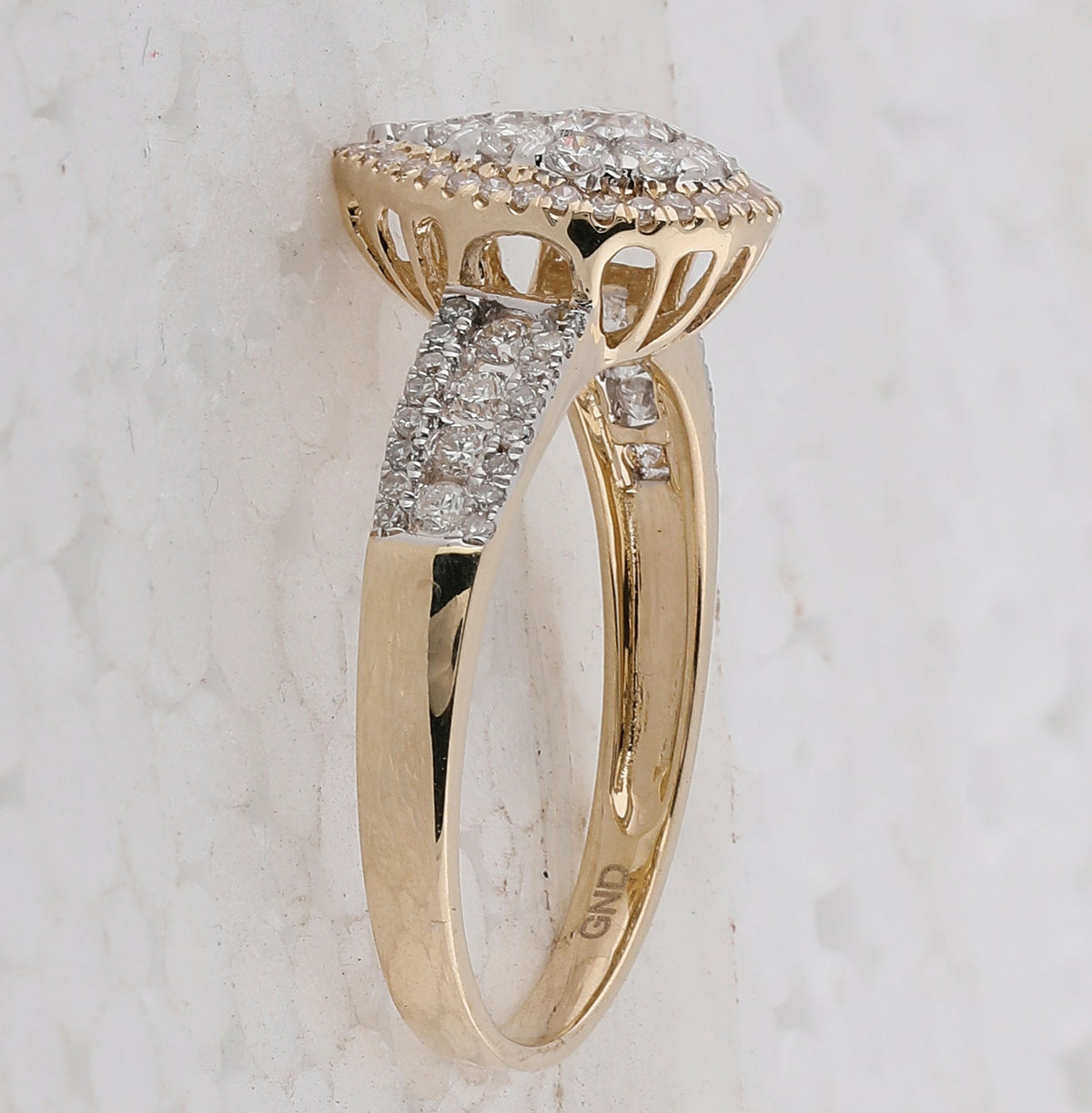 14K Yellow Gold Round Diamond Women's Pear Cluster Bridal Wedding Engagement Ring 3/4 Cttw - Splendid Jewellery