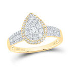 14K Yellow Gold Round Diamond Women's Pear Cluster Bridal Wedding Engagement Ring 3/4 Cttw - Splendid Jewellery