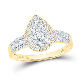 14K Yellow Gold Round Diamond Women's Pear Cluster Bridal Wedding Engagement Ring 3/4 Cttw - Splendid Jewellery