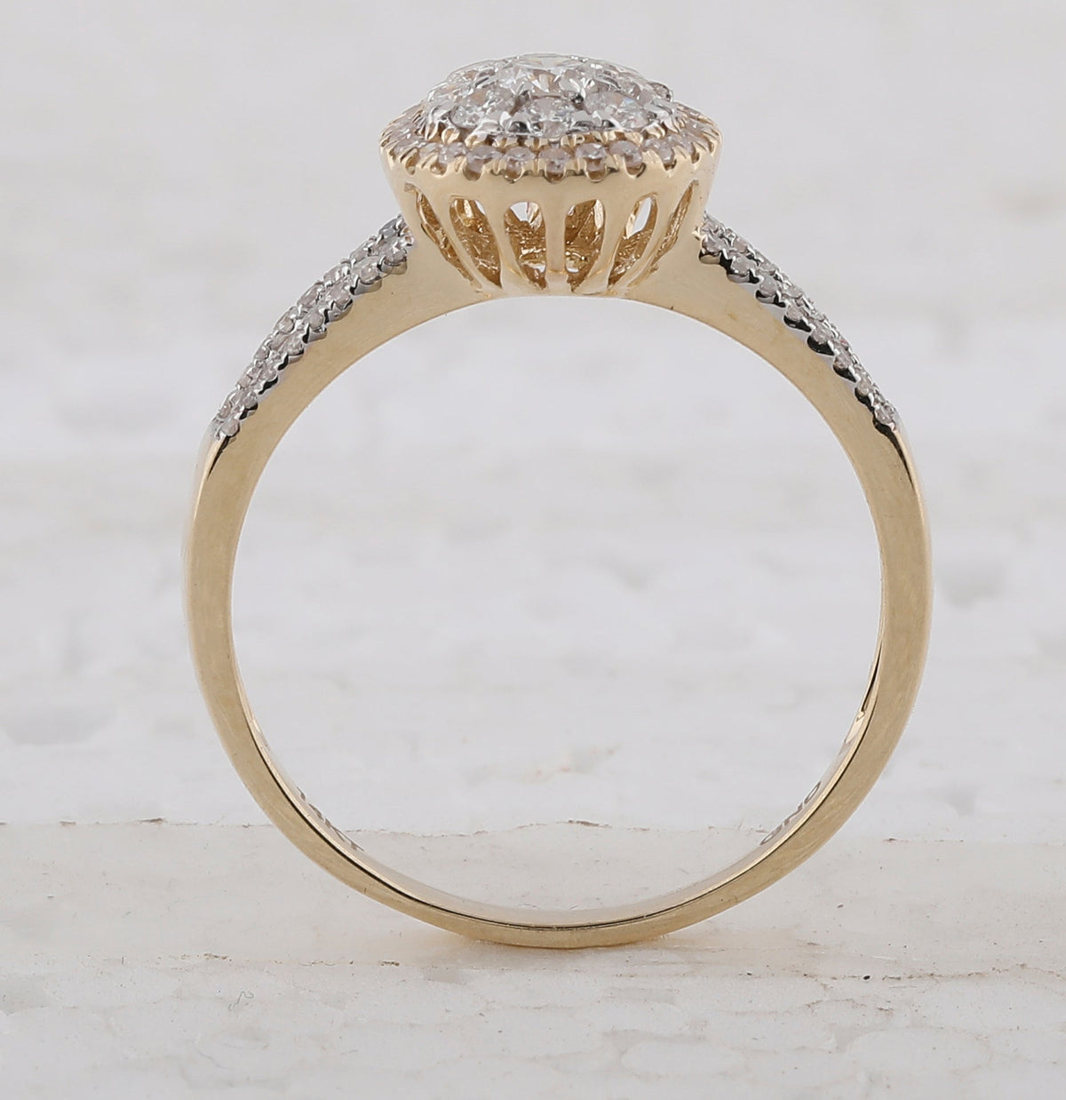 14K Yellow Gold Round Diamond Women's Pear Cluster Bridal Wedding Engagement Ring 3/4 Cttw - Splendid Jewellery
