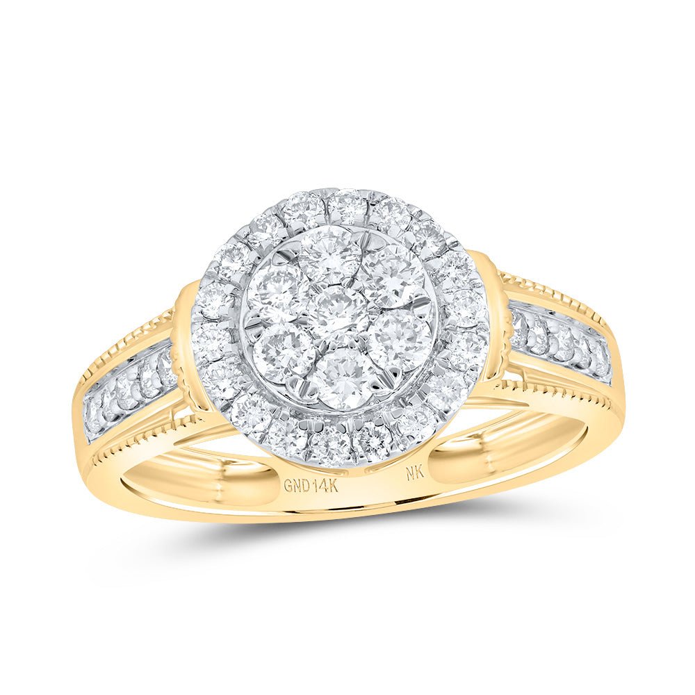 14K Yellow Gold Round Diamond Women's Ring 5/8 Cttw - Splendid Jewellery