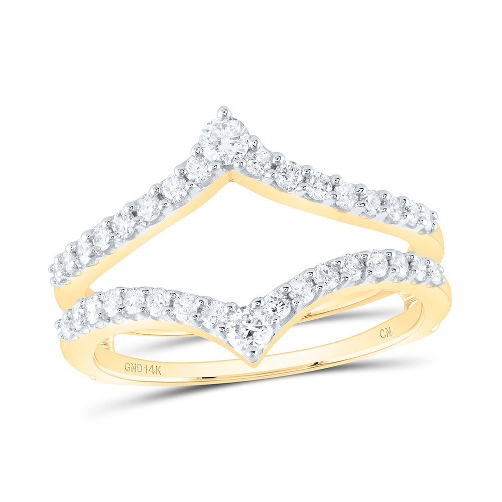 14K Yellow Gold Round Diamond Women's Ring Guard Wrap Enhancer Wedding Band 1/2 Cttw - Splendid Jewellery