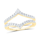 14K Yellow Gold Round Diamond Women's Ring Guard Wrap Enhancer Wedding Band 1/2 Cttw - Splendid Jewellery