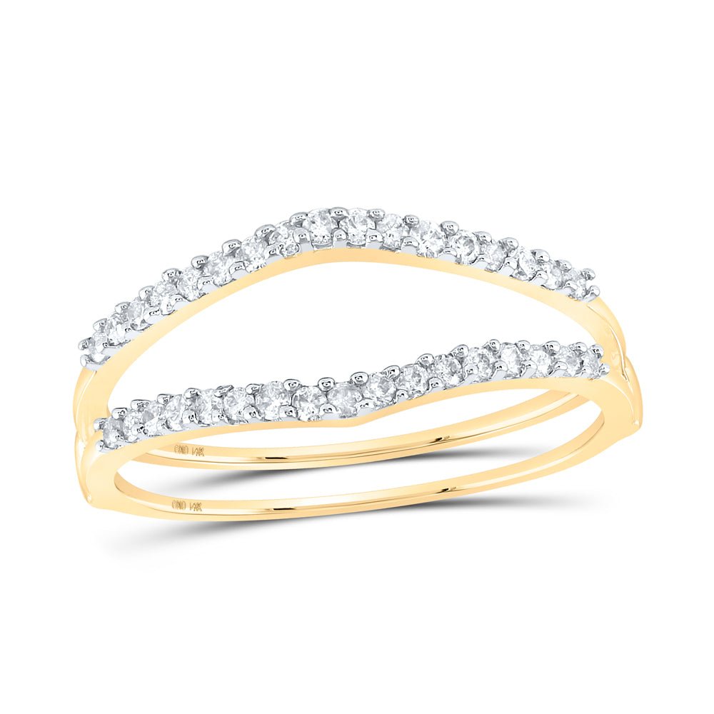 14K Yellow Gold Round Diamond Women's Ring Guard Wrap Enhancer Wedding Band 1/4 Cttw - Splendid Jewellery