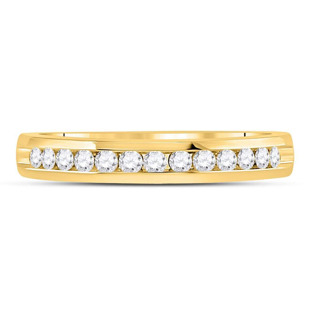 14K Yellow Gold Round Diamond Women's Single Row Comfort Wedding Band 1/4 Cttw - Splendid Jewellery