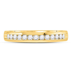 14K Yellow Gold Round Diamond Women's Single Row Comfort Wedding Band 1/4 Cttw - Splendid Jewellery