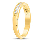 14K Yellow Gold Round Diamond Women's Single Row Comfort Wedding Band 1/4 Cttw - Splendid Jewellery