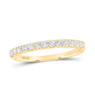 14K Yellow Gold Round Diamond Women's Single Row Machine Set Wedding Band 1/4 Cttw - Splendid Jewellery