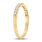 14K Yellow Gold Round Diamond Women's Single Row Machine Set Wedding Band 1/4 Cttw - Splendid Jewellery