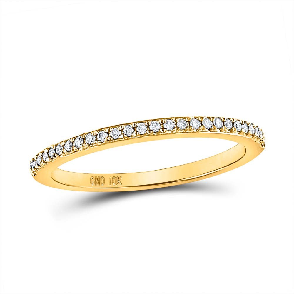 14K Yellow Gold Round Diamond Women's Single Row Stackable Band Ring 1/8 Cttw - Splendid Jewellery