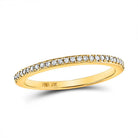 14K Yellow Gold Round Diamond Women's Single Row Stackable Band Ring 1/8 Cttw - Splendid Jewellery