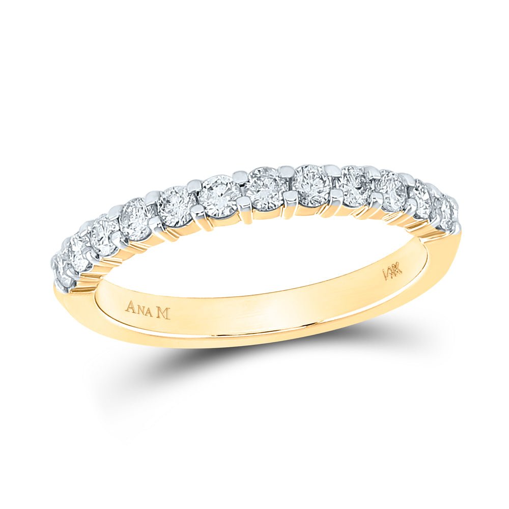 14K Yellow Gold Round Diamond Women's Single Row Wedding Band 1/2 Cttw - Splendid Jewellery