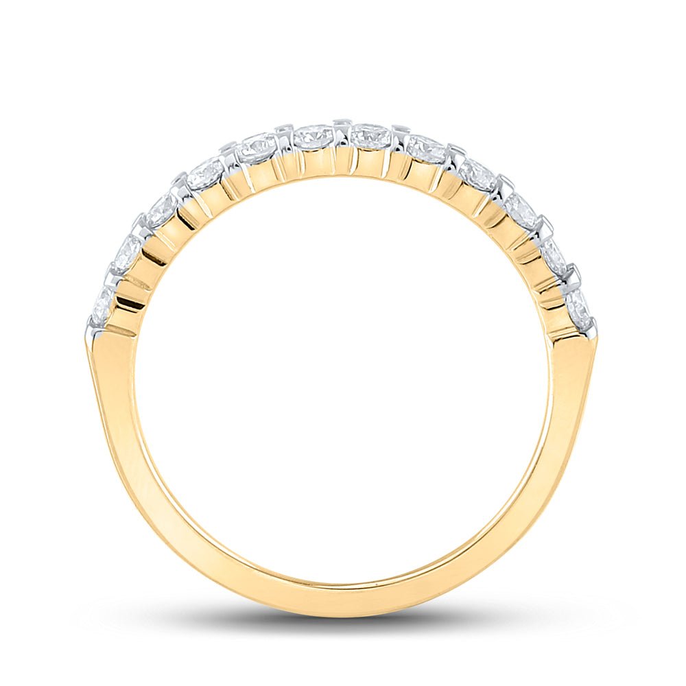 14K Yellow Gold Round Diamond Women's Single Row Wedding Band 1/2 Cttw - Splendid Jewellery