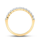 14K Yellow Gold Round Diamond Women's Single Row Wedding Band 1/2 Cttw - Splendid Jewellery
