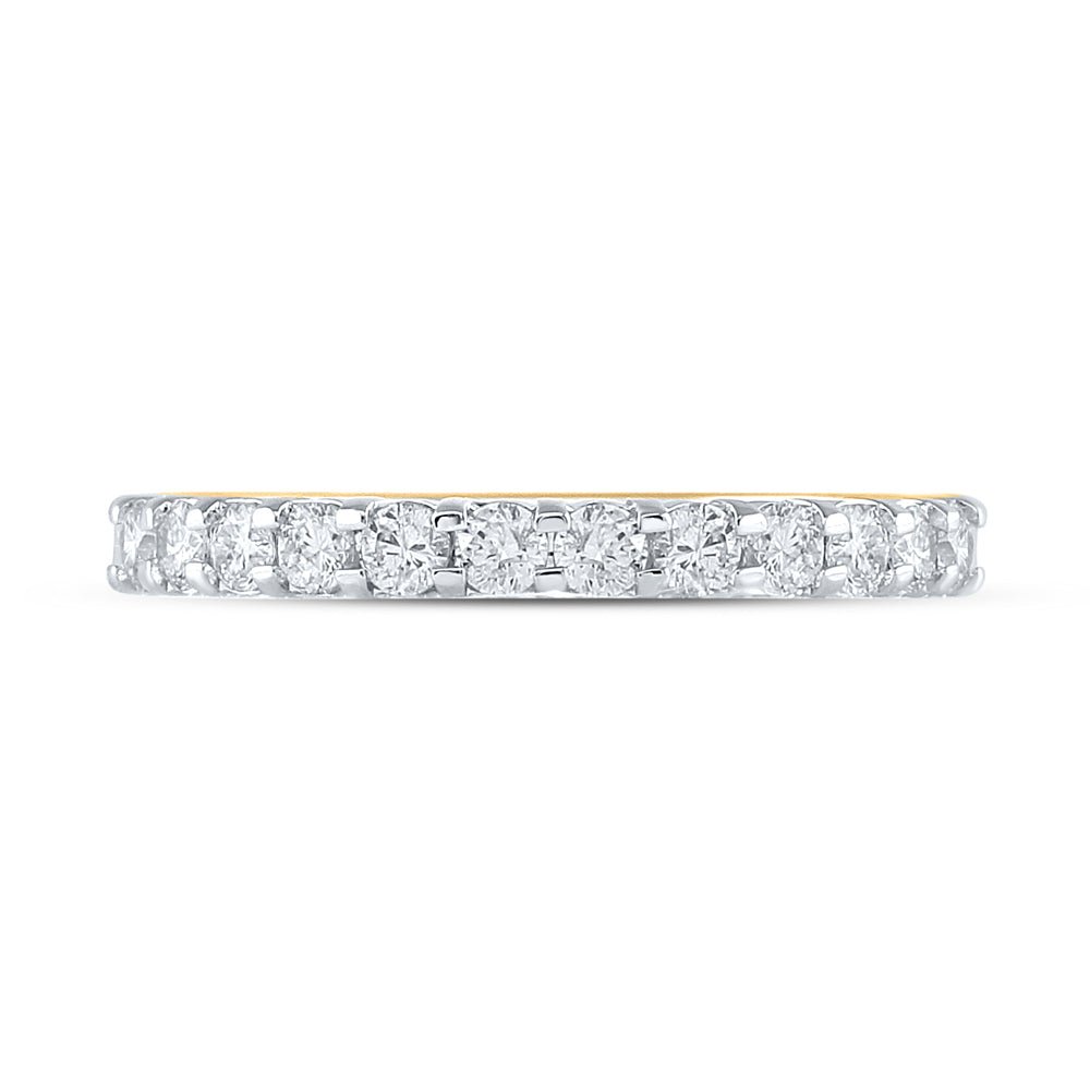 14K Yellow Gold Round Diamond Women's Single Row Wedding Band 1/2 Cttw - Splendid Jewellery