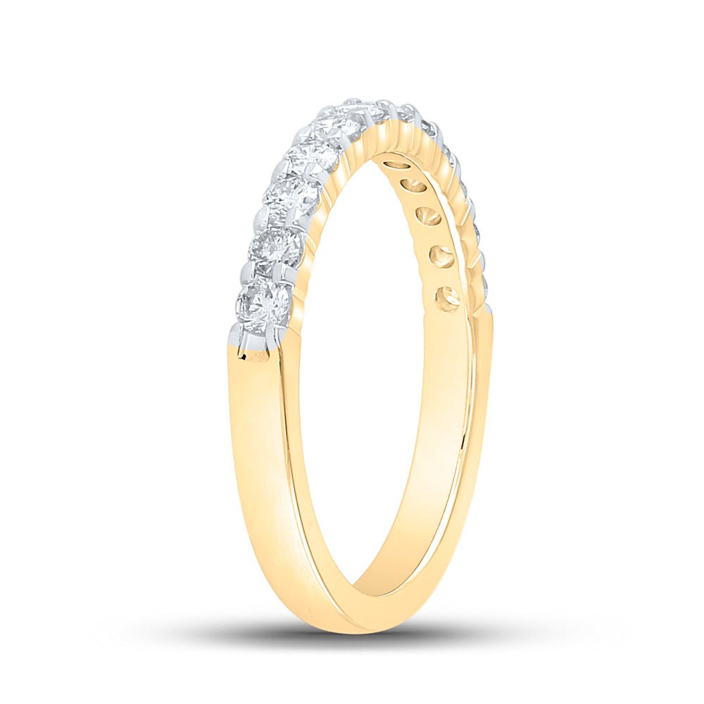 14K Yellow Gold Round Diamond Women's Single Row Wedding Band 1/2 Cttw - Splendid Jewellery