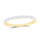 14K Yellow Gold Round Diamond Women's Slender Stackable Wedding Band 1/6 Cttw - Splendid Jewellery