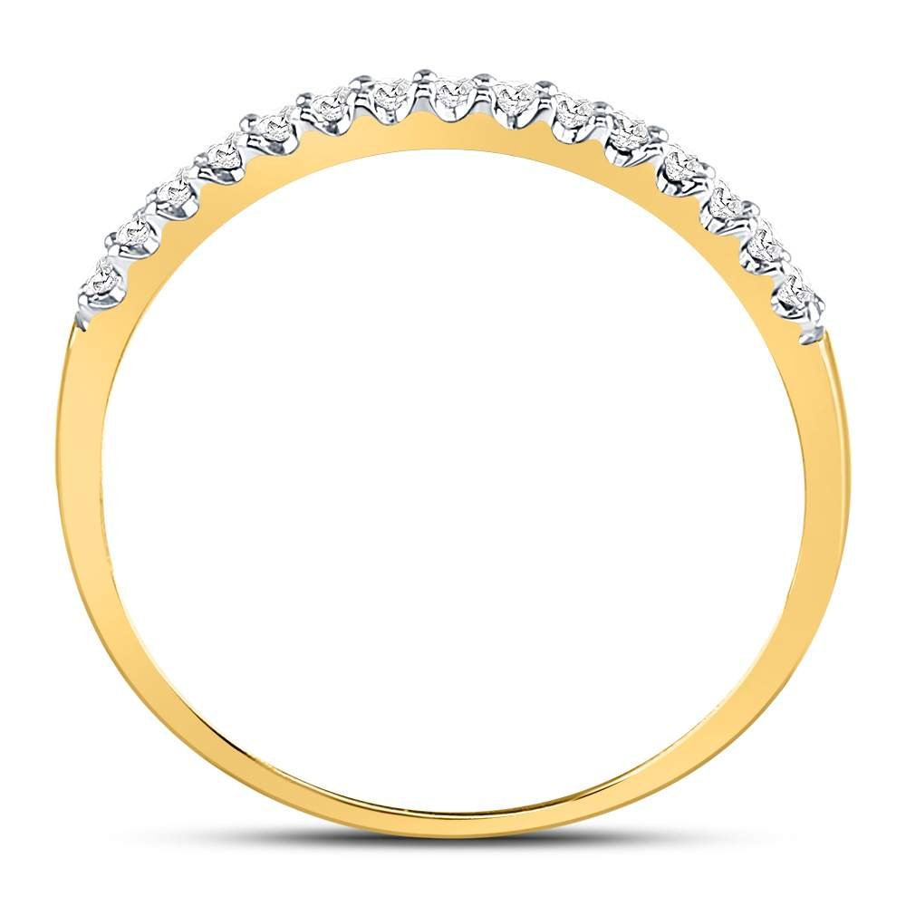 14K Yellow Gold Round Diamond Women's Slender Stackable Wedding Band 1/6 Cttw - Splendid Jewellery