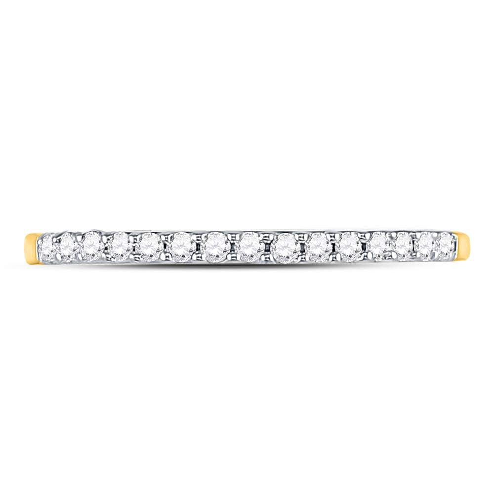 14K Yellow Gold Round Diamond Women's Slender Stackable Wedding Band 1/6 Cttw - Splendid Jewellery