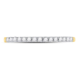 14K Yellow Gold Round Diamond Women's Slender Stackable Wedding Band 1/6 Cttw - Splendid Jewellery