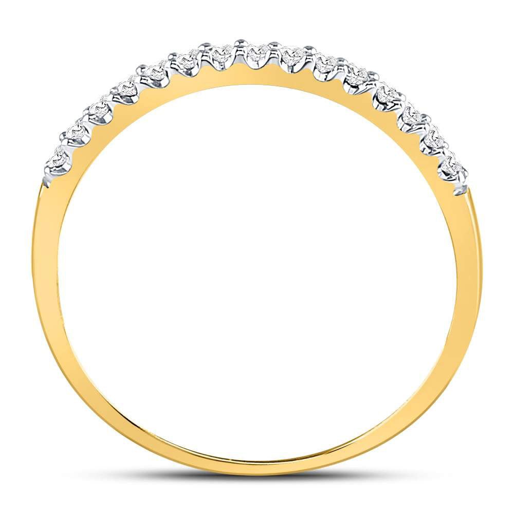 14K Yellow Gold Round Diamond Women's Slender Stackable Wedding Band 1/6 Cttw - Splendid Jewellery
