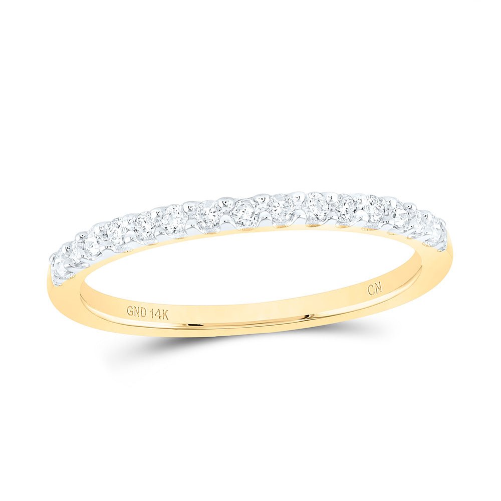 14K Yellow Gold Round Diamond Women's Slender Stackable Wedding Band 1/6 Cttw - Splendid Jewellery