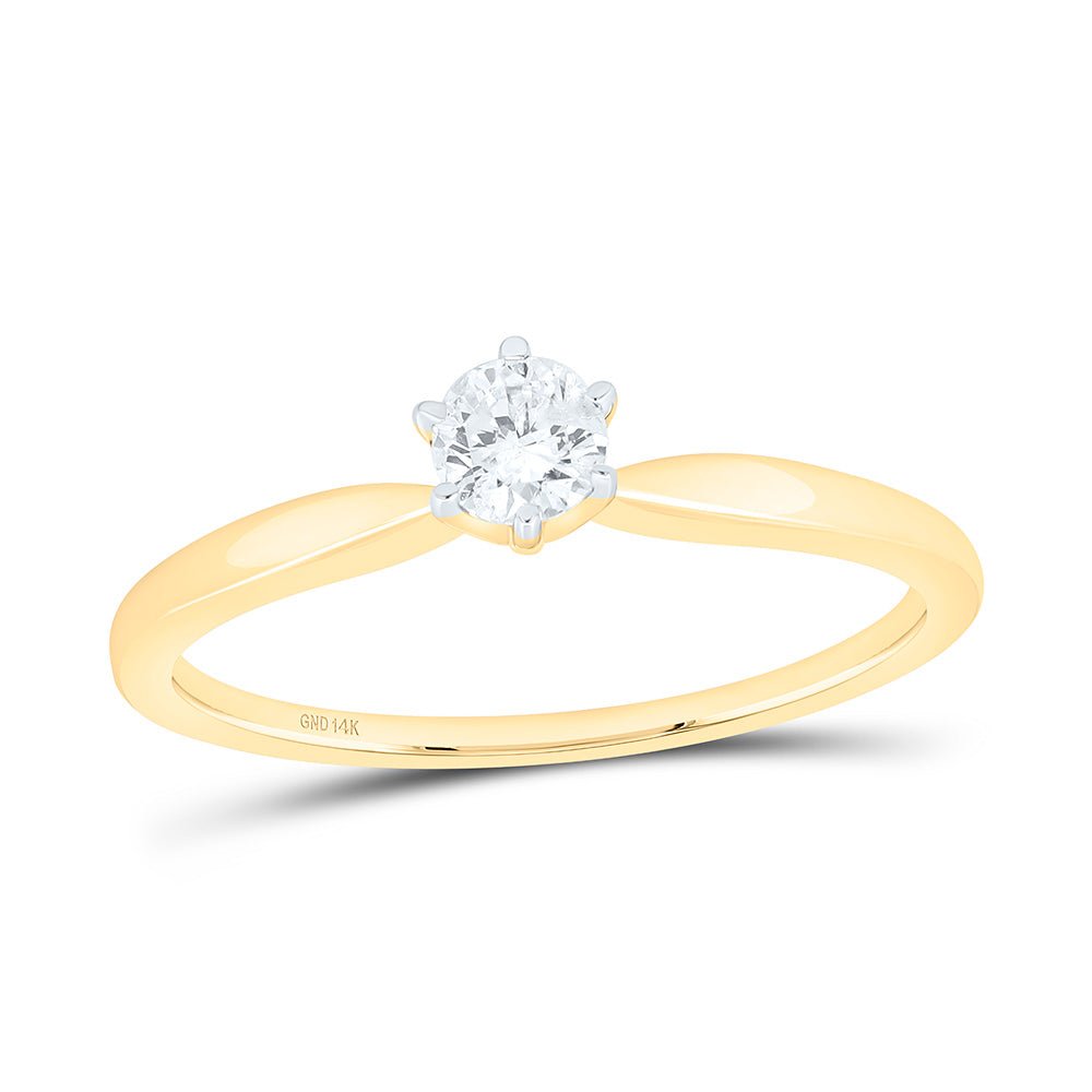 14K Yellow Gold Round Diamond Women's Solitaire Bridal Wedding Engagement Ring 1/4 Cttw - Splendid Jewellery