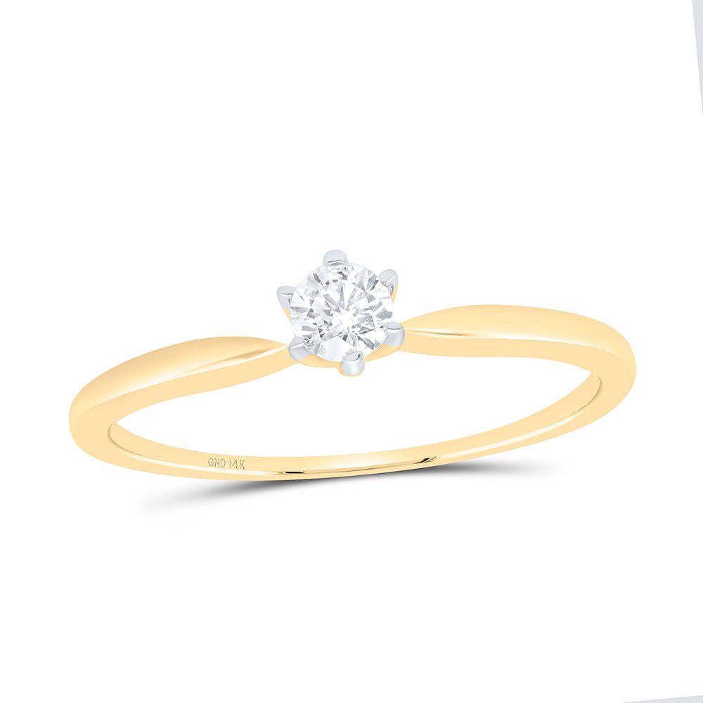 14K Yellow Gold Round Diamond Women's Solitaire Bridal Wedding Engagement Ring 1/6 Cttw - Splendid Jewellery