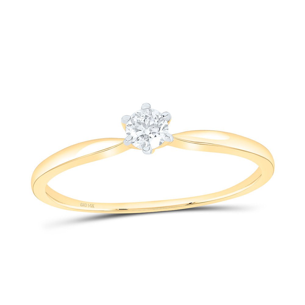 14K Yellow Gold Round Diamond Women's Solitaire Bridal Wedding Engagement Ring 1/6 Cttw - Splendid Jewellery