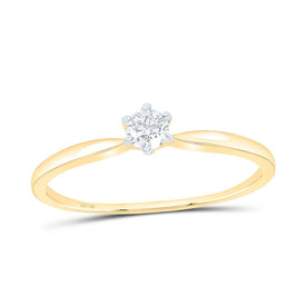 14K Yellow Gold Round Diamond Women's Solitaire Bridal Wedding Engagement Ring 1/6 Cttw - Splendid Jewellery