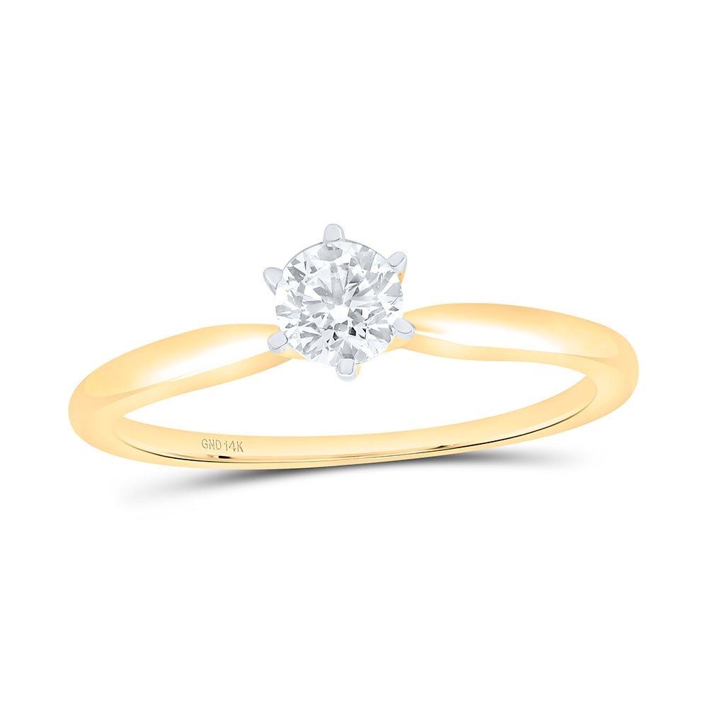14K Yellow Gold Round Diamond Women's Solitaire Bridal Wedding Engagement Ring 3/8 Cttw - Splendid Jewellery