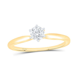 14K Yellow Gold Round Diamond Women's Solitaire Bridal Wedding Engagement Ring 3/8 Cttw - Splendid Jewellery