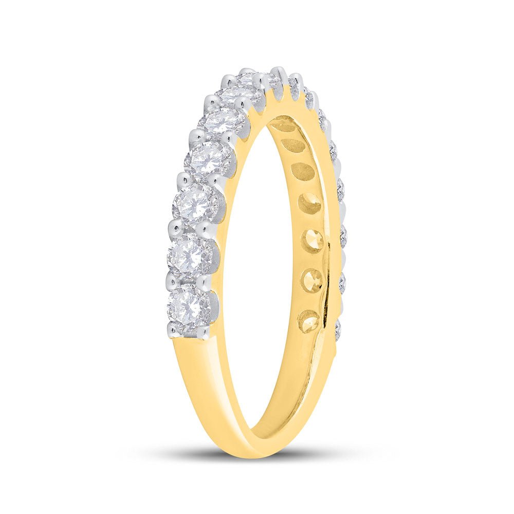 14K Yellow Gold Round Diamond Women's Wedding Anniversary Band 1 Cttw - Splendid Jewellery